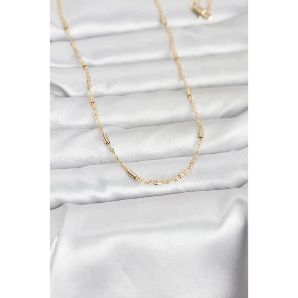 CM 14K Gold Renk Bar Zincir Model 60 cm Kadın Kolye