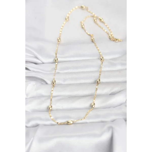 CM 14K Gold Renk Damla Topçuklu Zincir Model 60 cm Kadın Kolye