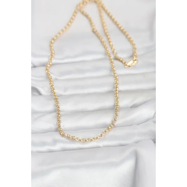 CM 14K Gold Renk Halka Zincir Model 60 cm Kadın Kolye