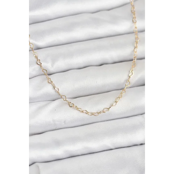 CM 14K Gold Renk Kalp Zincirli Kadın Kolye