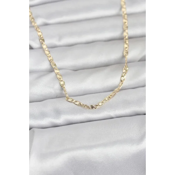 CM 14K Gold Renk Lazer Zincirli Model 60 cm Kadın Kolye