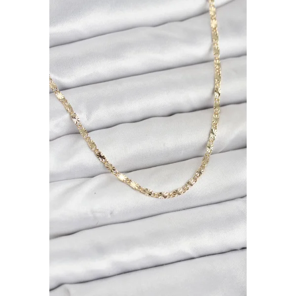 CM 14K Gold Renk Lazerli Zincir Model Kadın Kolye