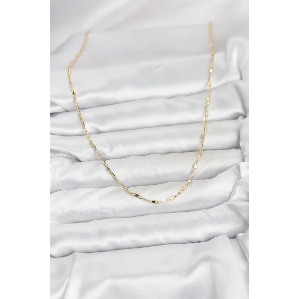 CM 14K Gold Renk Pirinç Ataç Zincir 60 cm Kadın Kolye