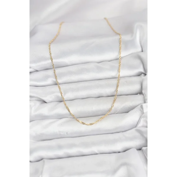 CM 14K Gold Renk Pirinç Ezme Burgu Model Kadın Kolye