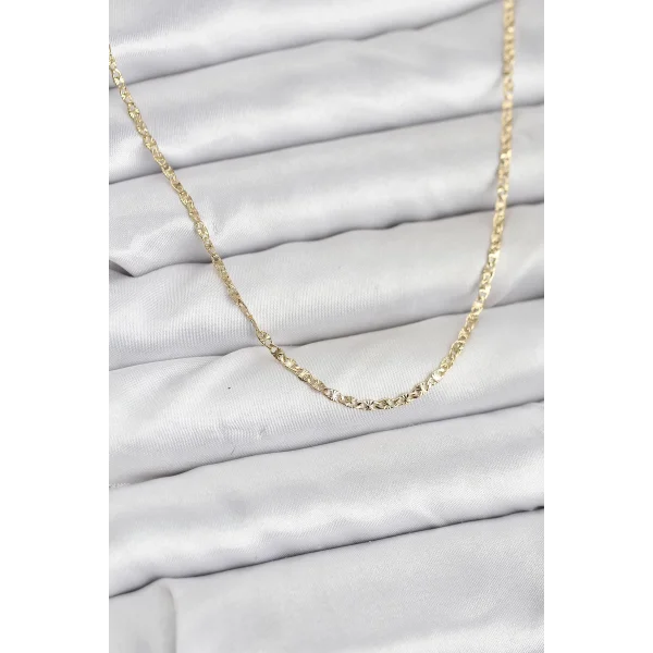 CM 14K Gold Renk Pirinç Lazer Model 60 cm Kadın Kolye