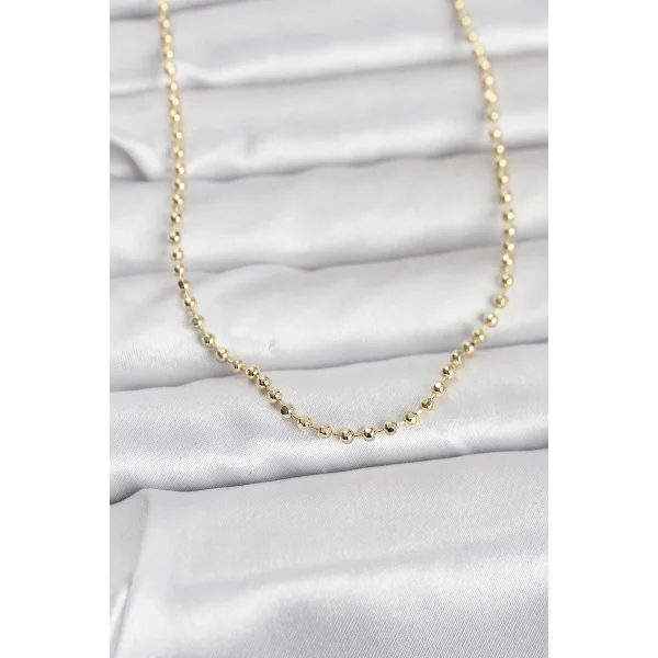 CM 14K Gold Renk Top Zincirli Model 60 cm Kadın Kolye