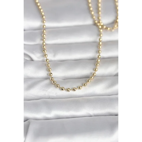 CM 14K Gold Renk Top Zincirli Model 60 cm Kadın Kolye