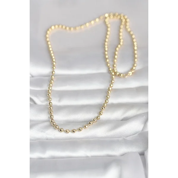 CM 14K Gold Renk Top Zincirli Model 60 cm Kadın Kolye