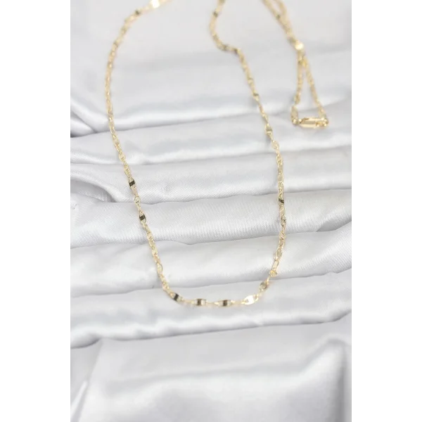 CM 14K Gold Renk Yassı Gemici Zincir Model 60 cm Kadın Kolye