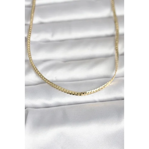 CM 14K Gold Renk Yassı Zincir Model 45 cm Kadın Kolye