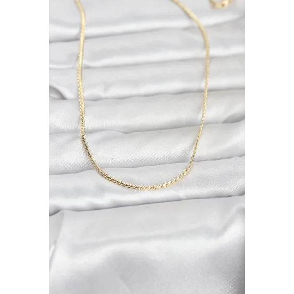 CM 14K Gold Renk Yassı Zincir Model 60 cm Kadın Kolye