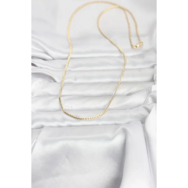 CM 14K Gold Renk Yassı Zincir Model 60 cm Kadın Kolye