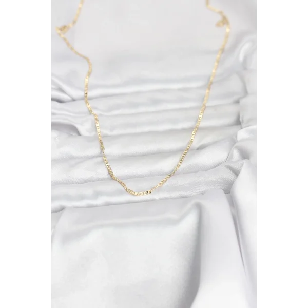 CM 14K Gold Renk Yassı Zincir Model 60 cm Kadın Kolye