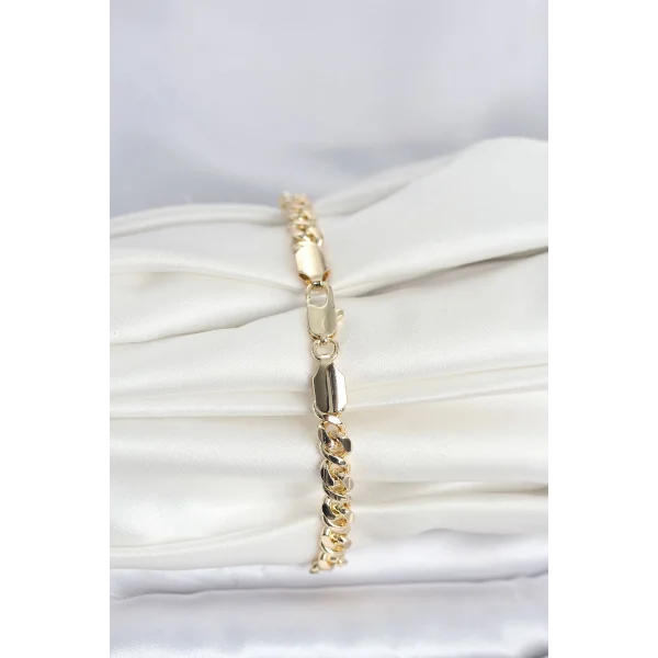 CM 14K Gold Renk Yassı Zincir Model Kadın Bileklik