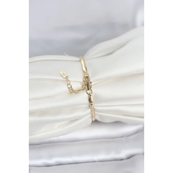 CM 14K Gold Renk Yassı Zincir Model Kadın Bileklik