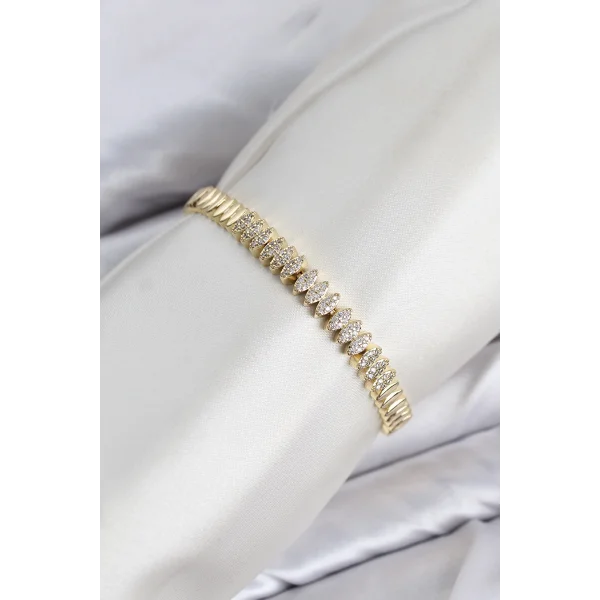 CM Arpa Model Zirkon Taşlı VIP Seri Gold Renk Pirinç Kadın Bileklik