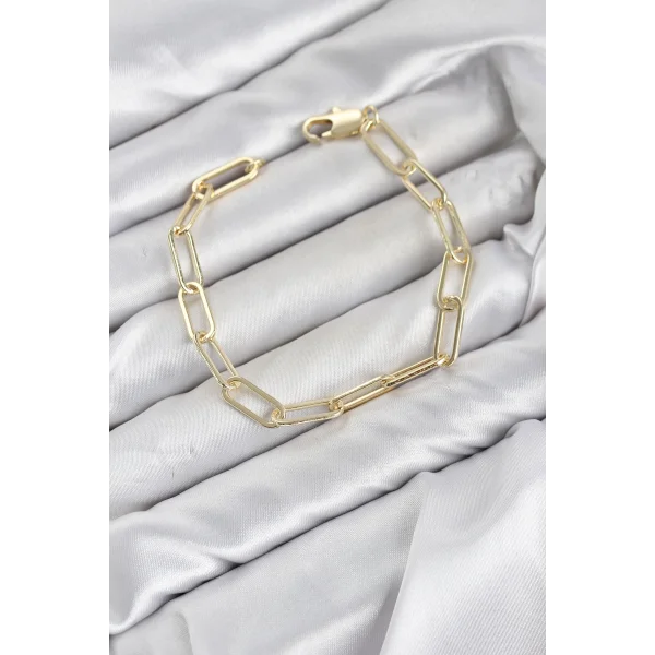CM Ataş Zincir Model Gold Renk Pirinç Kadın Bileklik