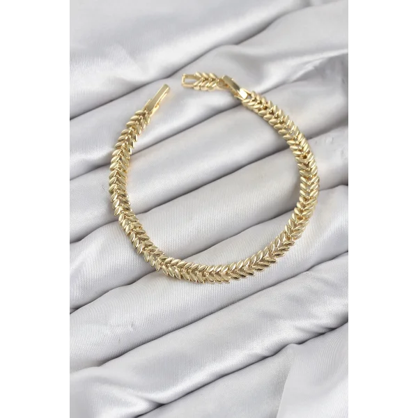 CM Başak Model Gold Renk Pirinç Kadın Bileklik