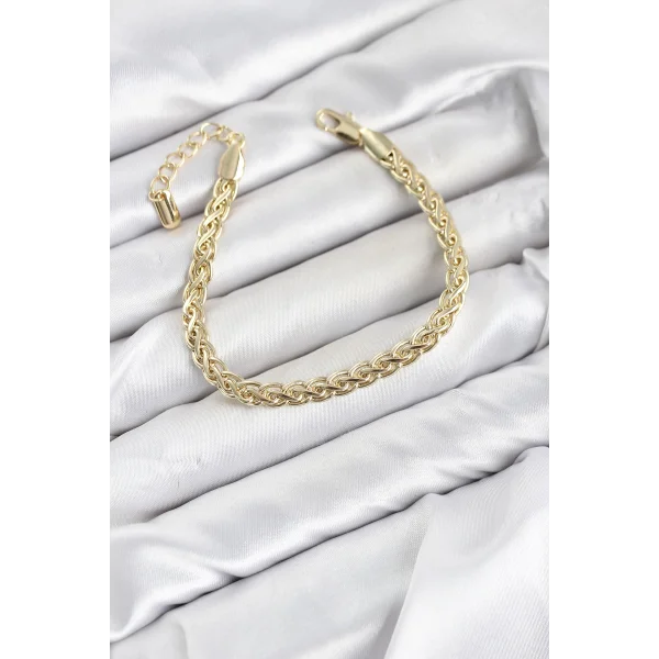 CM Singapur Zincir Model Gold Renk Pirinç Kadın Bileklik