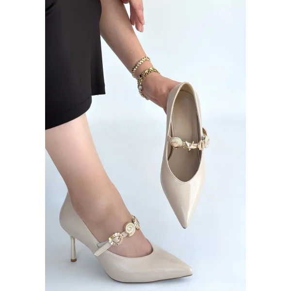 Conne Bej Cilt Stiletto Ayakkabı