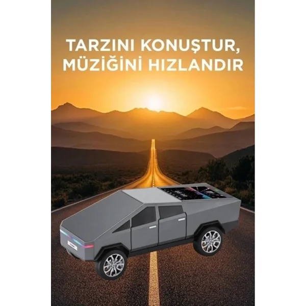 D68 Cyber Model Araba Tasarımlı Bluetooth Hoparlör 15w Güçlü Ses Rgb Led /tws/usb Gri