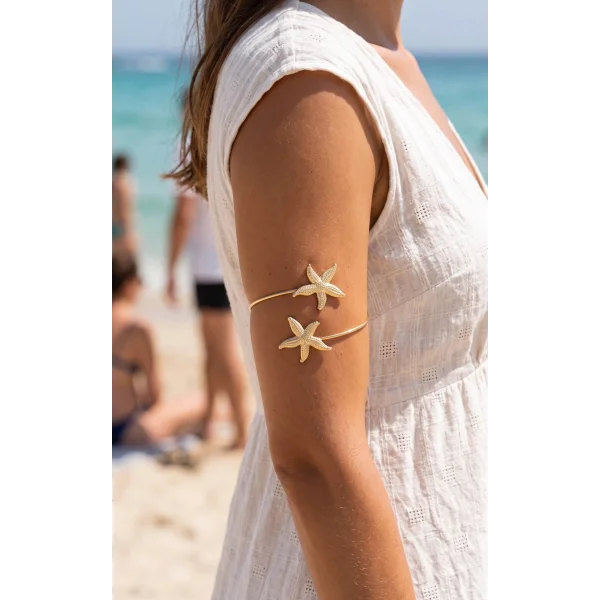 Deniz Yıldızı Model Gold Renk Bohem Pazu Bileklik