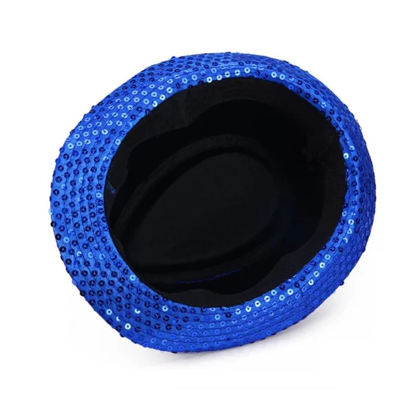 Disko  Mavi Payetli Fötr Şapka Yetişkin Boy