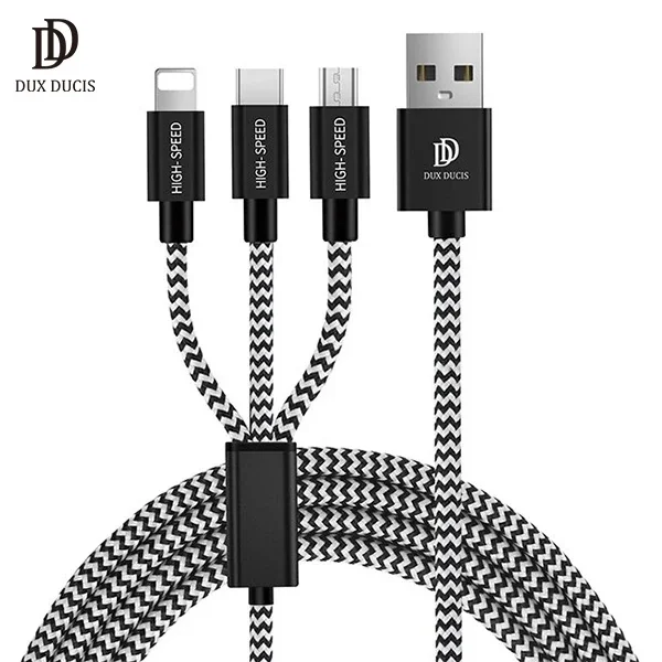 DUX DUCIS 3in1 Usb Type C-İPhone Ve Mikro Kopmaz Usb kablo Hızlı Şarj-(5775)