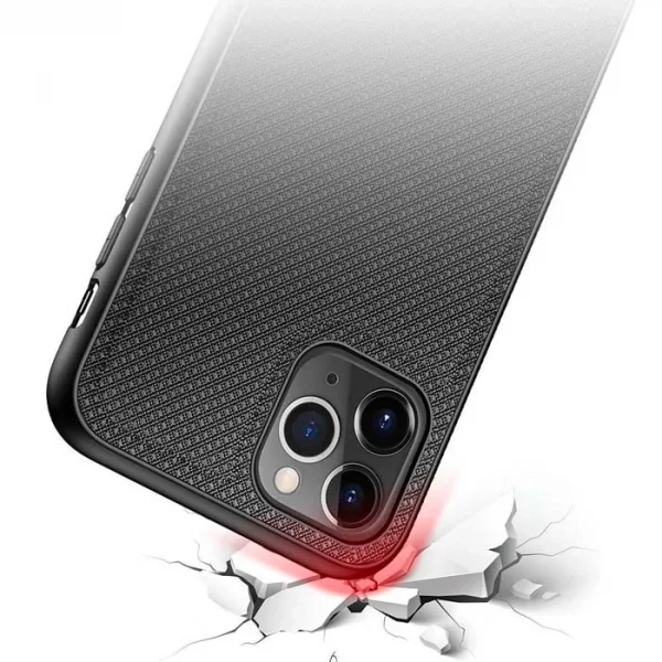 Dux Ducis Fino Serisi iPhone 11 Pro Max Kılıf Premium Dokuma Silikon Kılıf-(5775)