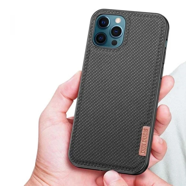 Dux Ducis Fino Serisi iPhone 12 Pro Max Kılıf Premium Dokuma Silikon Kılıf-(5775)