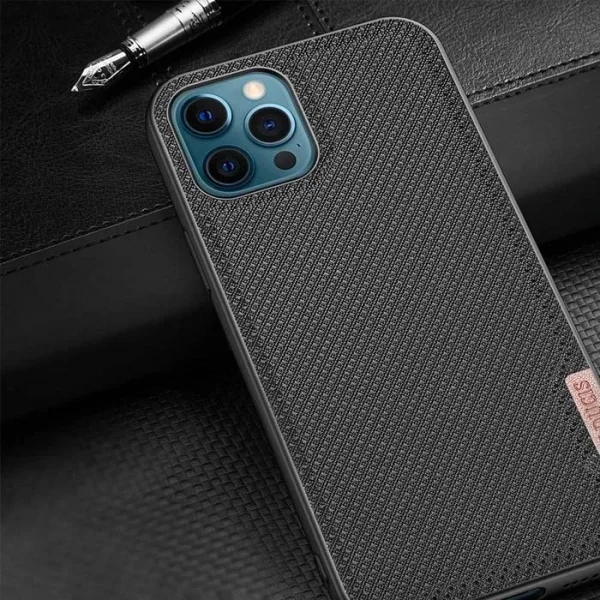 Dux Ducis Fino Serisi iPhone 12 Pro Max Kılıf Premium Dokuma Silikon Kılıf-(5775)
