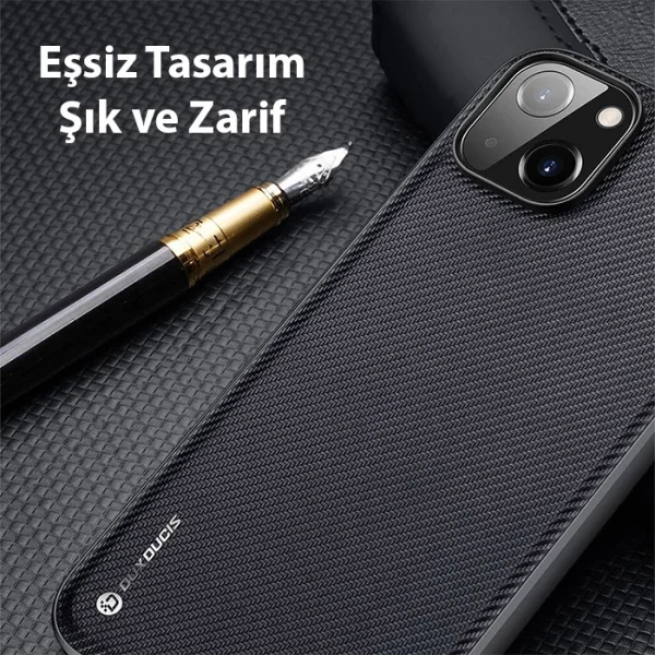 Dux Ducis Fino Serisi iPhone 14 Plus 6.7 inç Kılıf Premium Dokuma Silikon Kılıf-(5775)