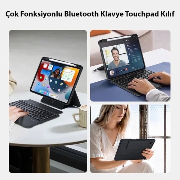 Dux Ducis iPad Pro 12.9 DK Series Kablosuz Bluetooth Klavye Touchpad Kılıf-(5775)