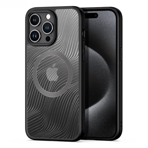 Dux Ducis iPhone 15 Pro Max Aimo Series MagSafe Premium Buzlu Sert PC-TPU Kılıf-(5775)