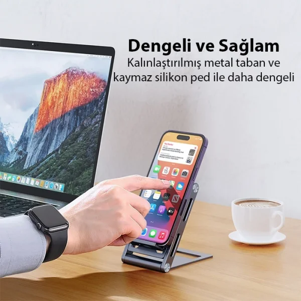 Dux Ducis Z-Shape Alüminyum Alaşımlı Katlanır Telefon Standı-(5775)