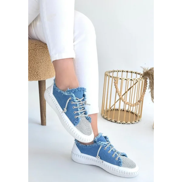 Enber Mavi Kot Bağcıklı Spor Ayakkabı