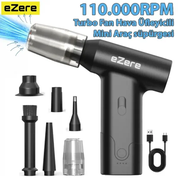 EZERE J02 Çift fonksiyonlu mini Araç süpürgesi & Turbo Fan Hava üfleyici-(5775)