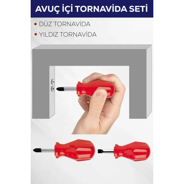 2li Avuç Içi Tornavida Seti Düz Yıldız