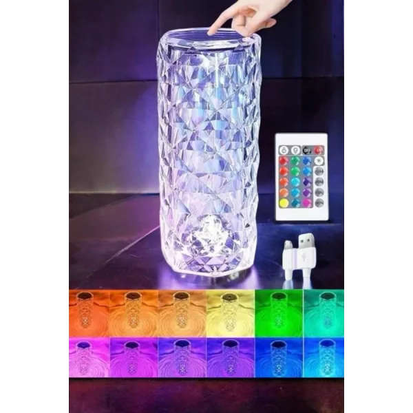 Gece Lambası Kristal Lamba Dokunmatik Şarjlı Hediyelik