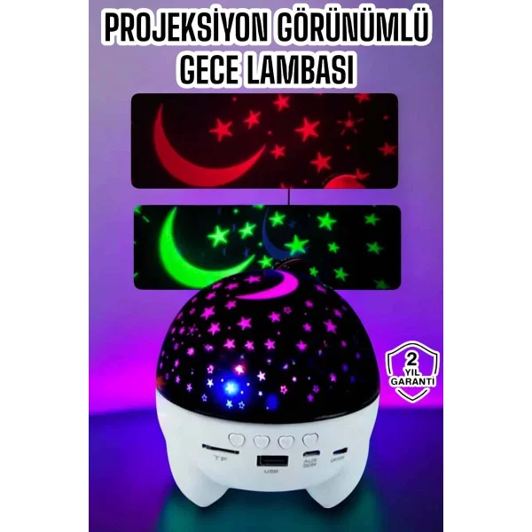 Gece Lambası Renkli Yıldızlı Gökyüzü Projeksiyon Gece Tavan Yansıtma