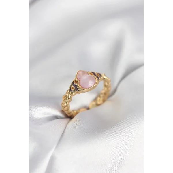 Gold Renk Pembe Damla Model Kadın Yüzük