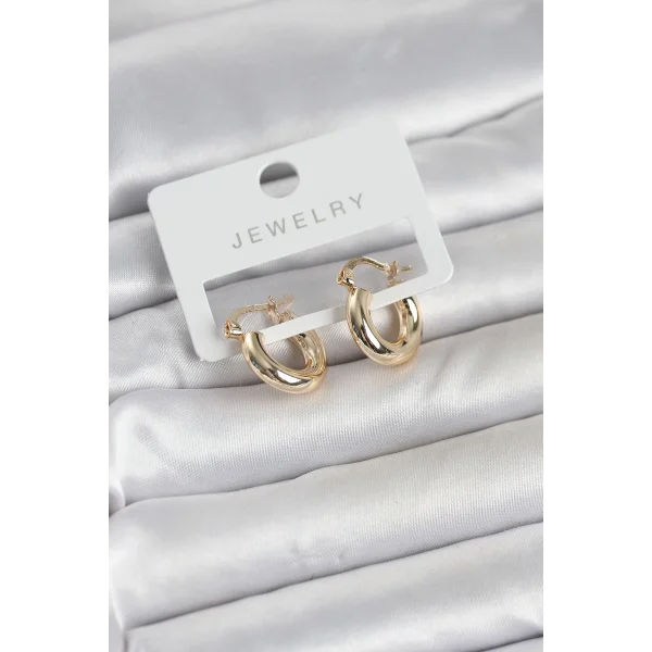 Gold Renk Pirinç Halka 15 mm Kadın Küpe