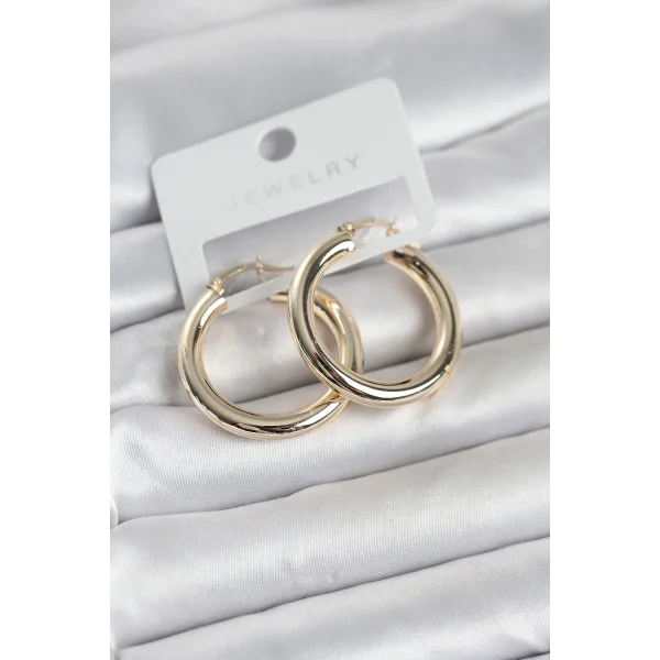 Gold Renk Pirinç Halka 30 mm Kadın Küpe