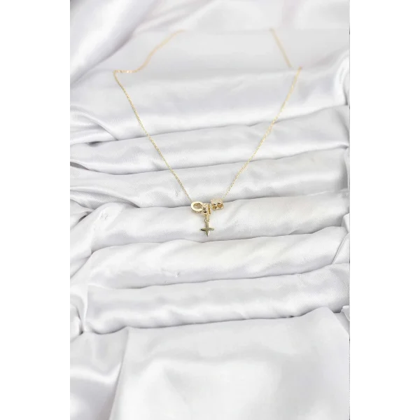 Gold Renk Pirinç Minimal Charmlı Kadın Kolye
