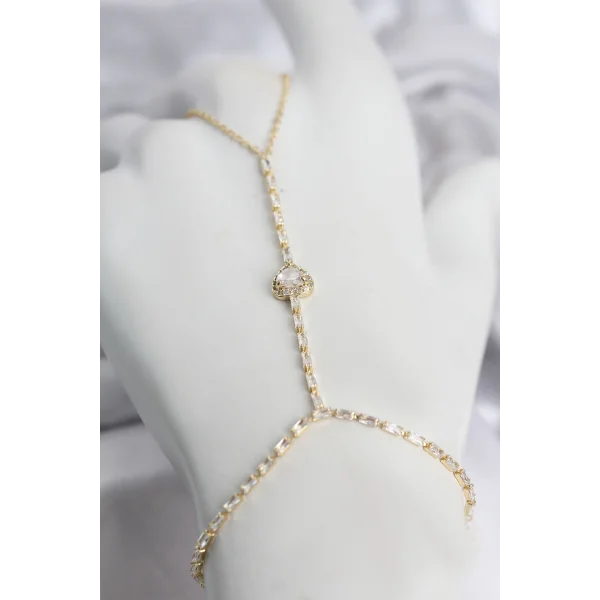 Gold Renk Pirinç Zirkon Taşlı Kalp Model Şahmeran