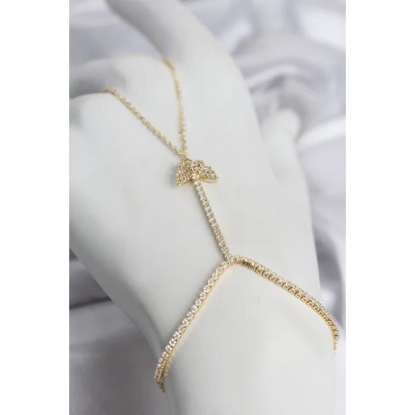 Gold Renk Pirinç Zirkon Taşlı Kelebek Model Şahmeran