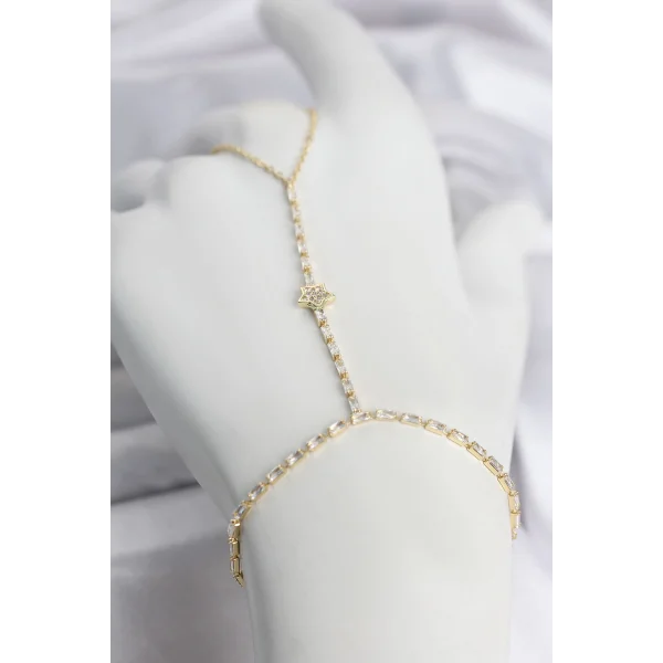 Gold Renk Pirinç Zirkon Taşlı Yıldız Model Şahmeran
