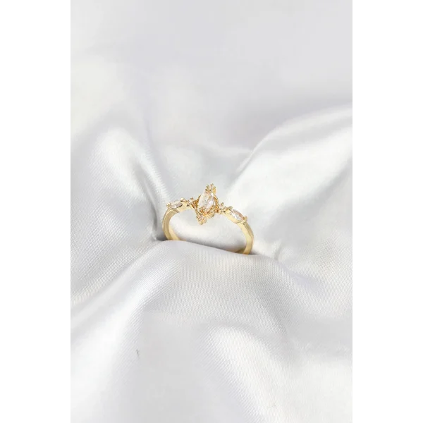 Gold Renk Vintage Model Zirkon Taşlı Yüzük