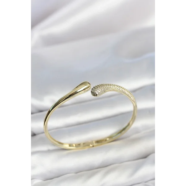 Gold Renk Zirkon Taşlı Tifani Model Kadın Kelepçe Bileklik