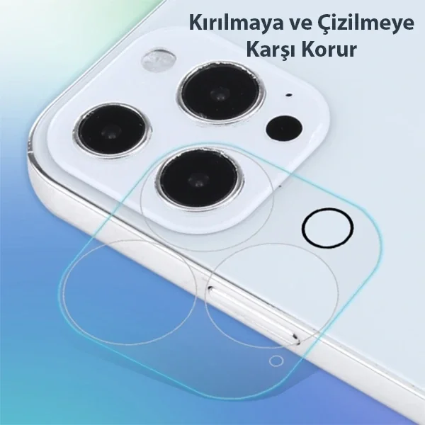 GOR İPhone 13 Pro 13 Pro Max 3D Tempered Cam Kamera Koruyucu 2Adet Set-(5775)